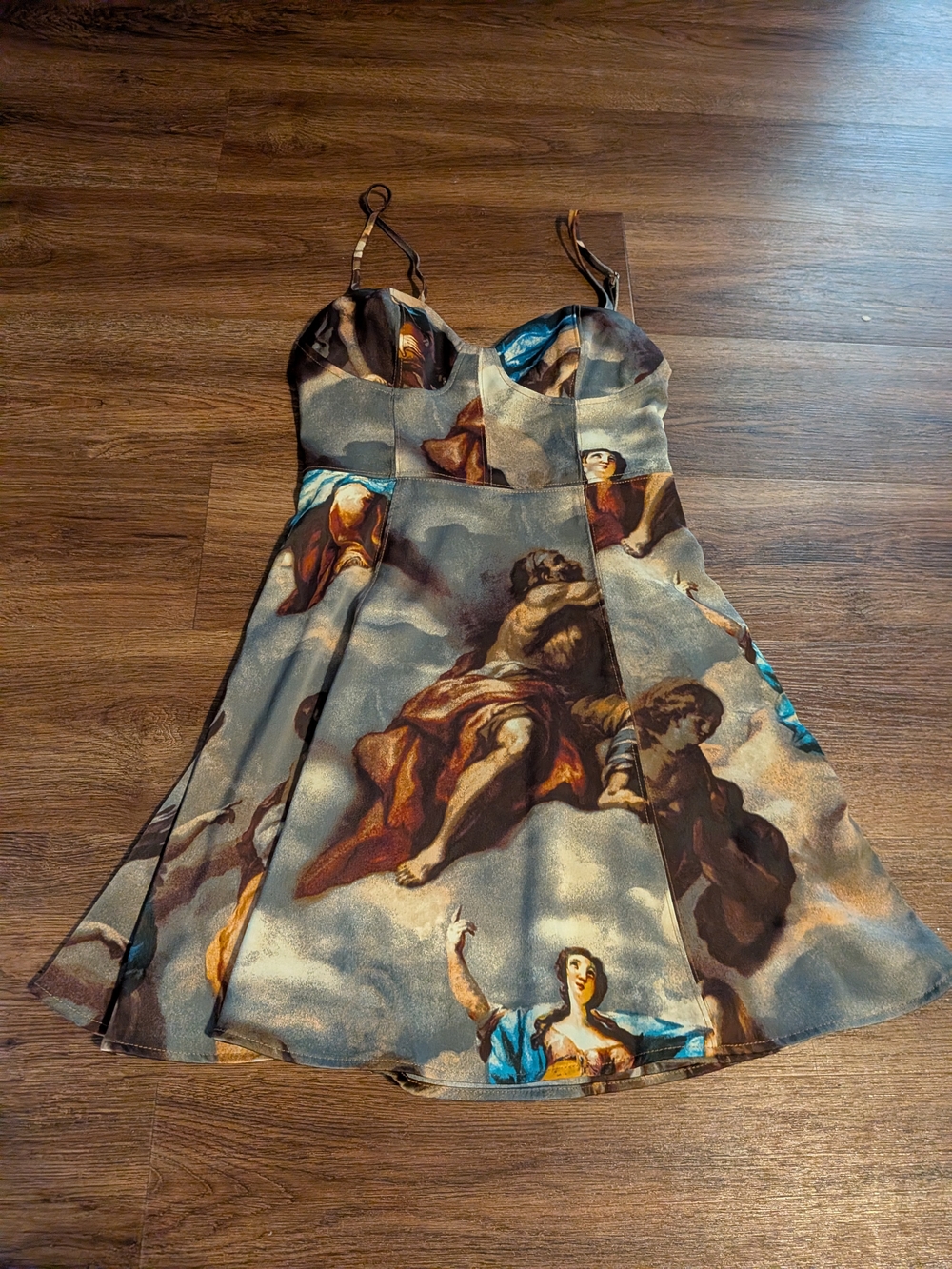 Urban Outfitters Renaissance Print Satin Dress